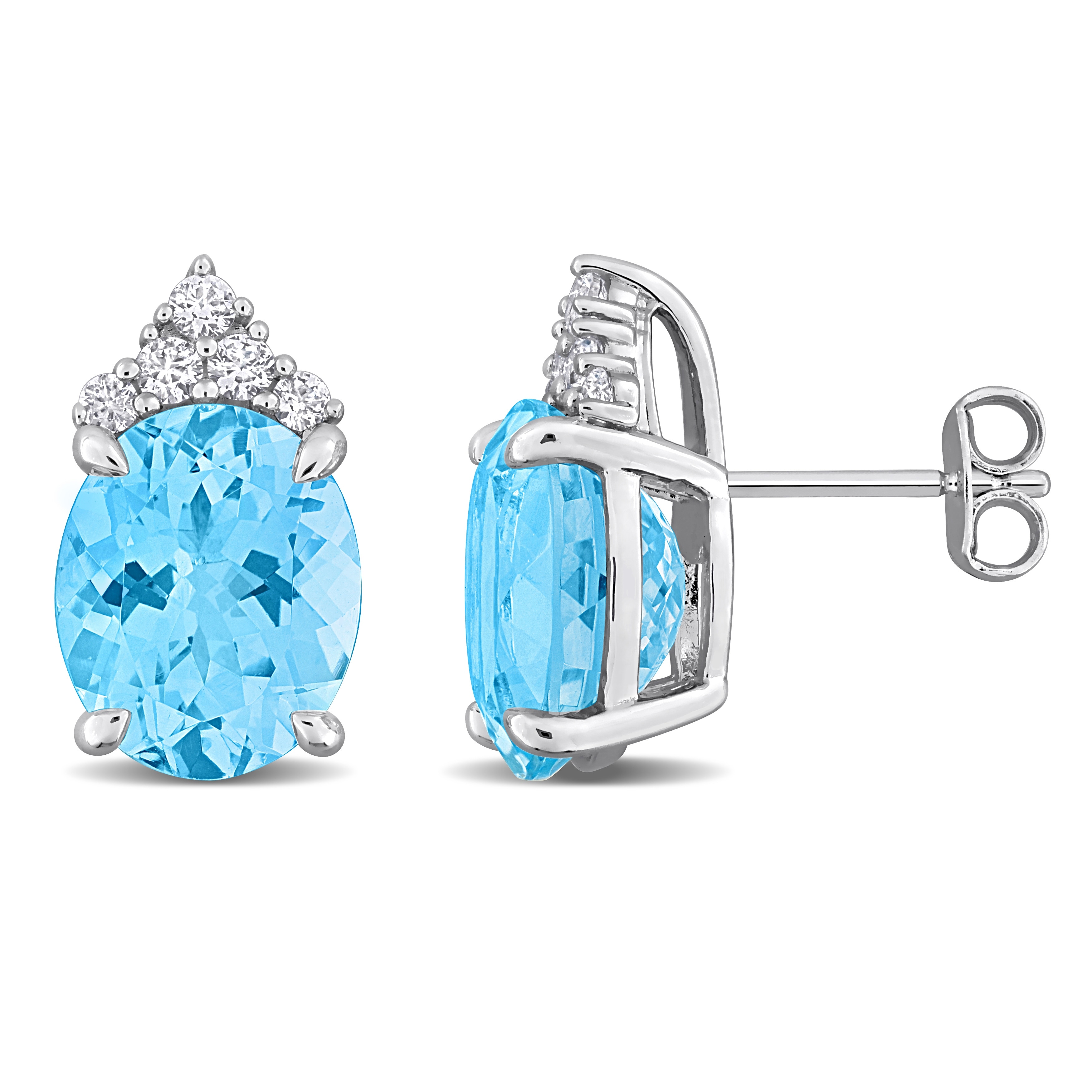 Miadora Sky Blue Topaz and Lab Created White Sapphire Drop Earrings in Sterling Silver