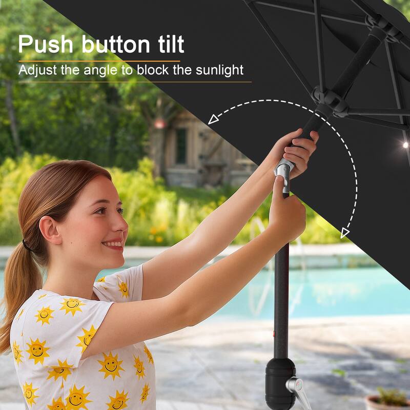 LIVOOSUN 6.5×6.5FT LED Square Patio Umbrella with UPF50+, Tilt Function, and Wind-Resistant Design——Experience Outdoor Comfort