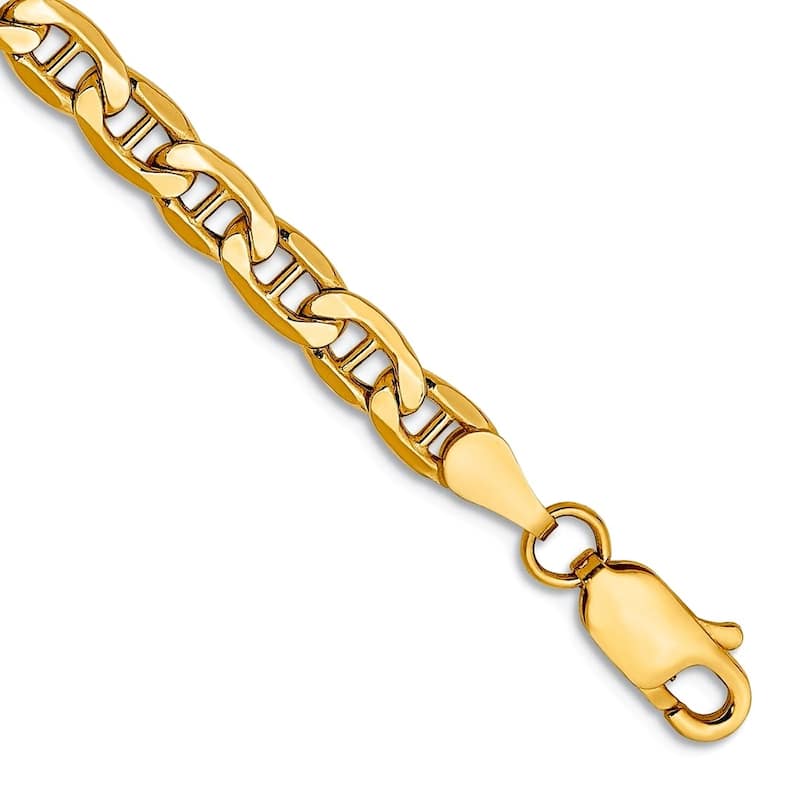 Curata 14k Yellow Gold 7" 4.1mm Mariner Anchor Chain Bracelet