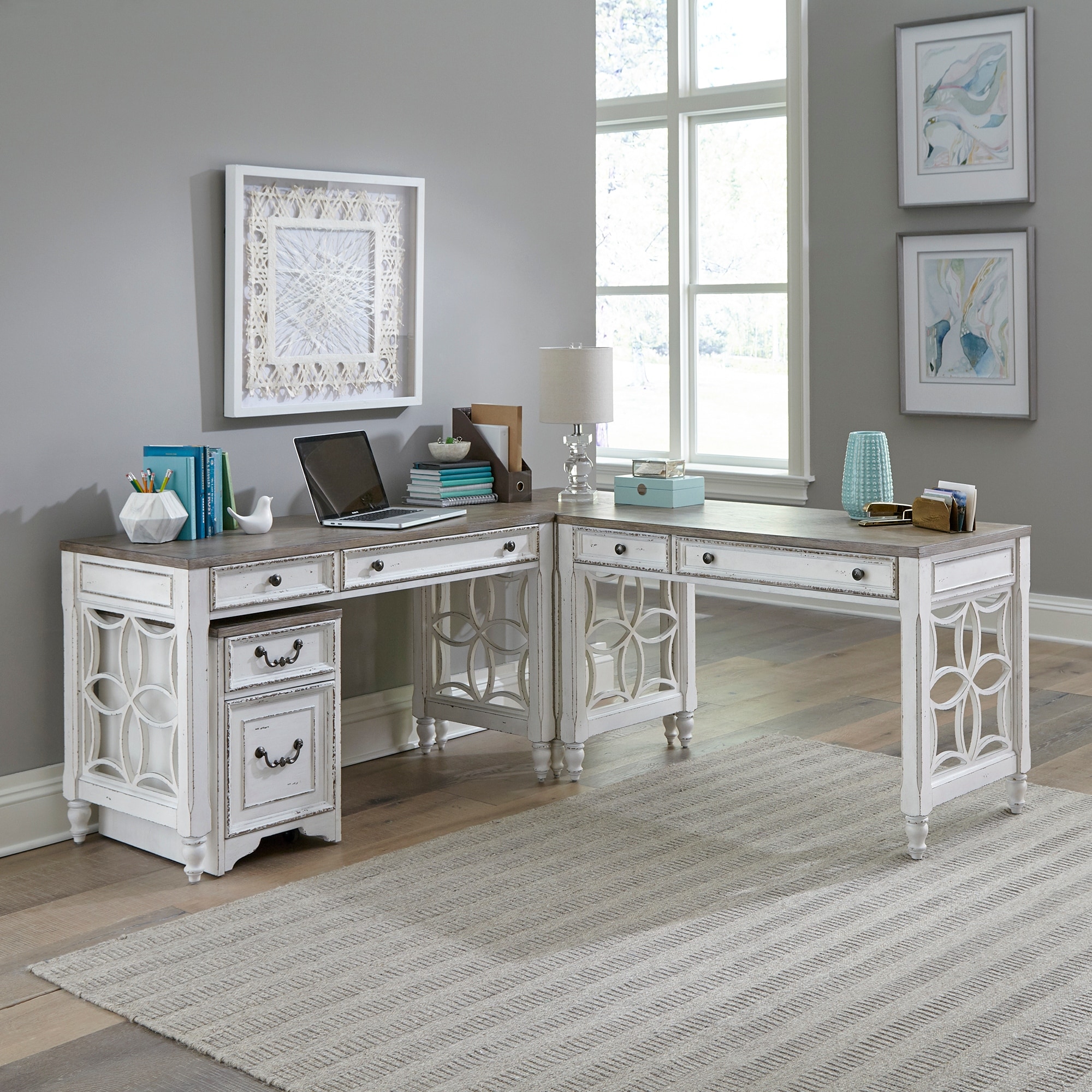 Antique white store executive desk