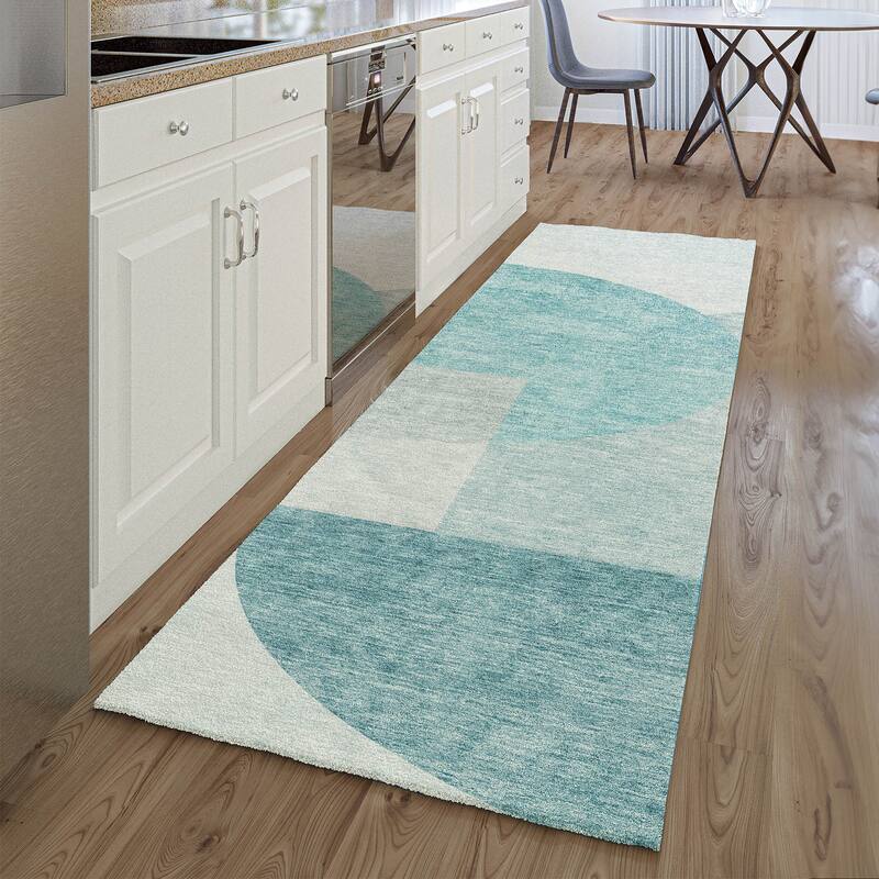 Premium Washable Super Soft Modern Deco Mayfield Rug - Teal - 2' 3" x 7' 6" - Runner
