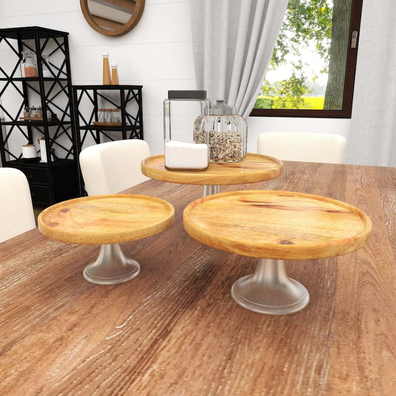 Modern Wood Natural Cake Stand (Set of 3)