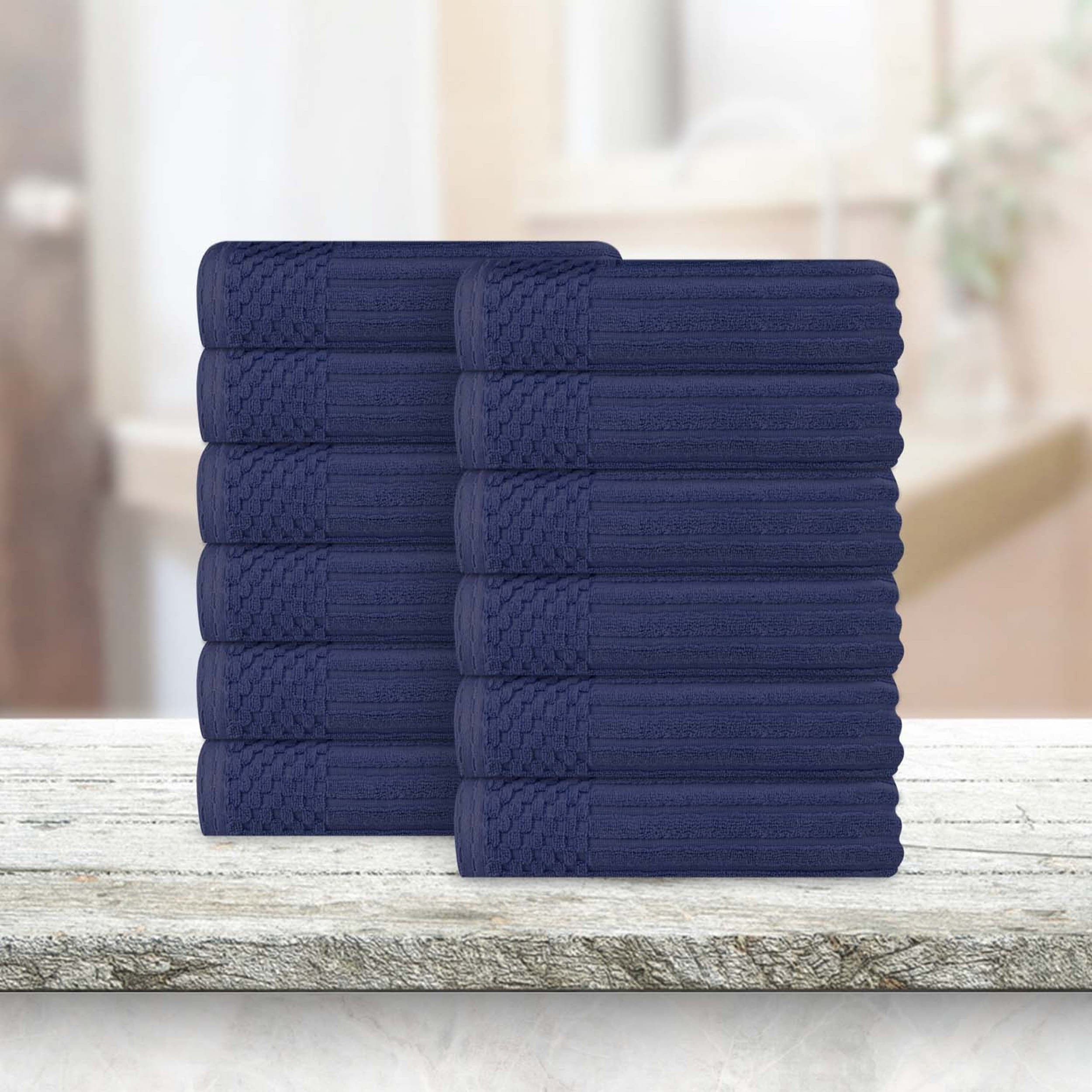 Superior Soho Ribbed Cotton Face Towel/Washcloth Set of 12