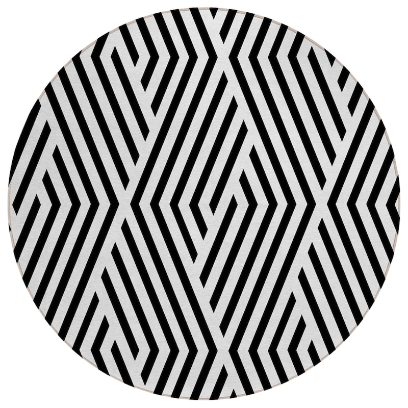 Machine Washable Indoor/ Outdoor Modern Diamonds Chantille Rug