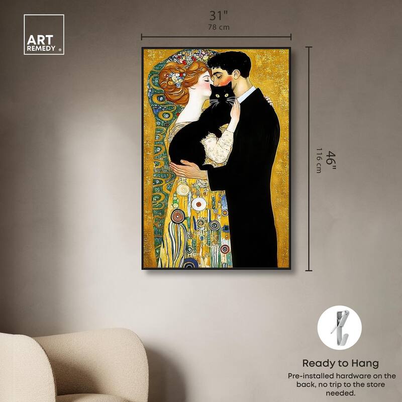 Kiss with Cat Canvas by Art Remedy