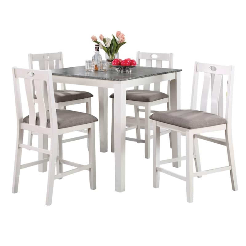 Counter Height Dining Table Set, 5 Piece Wooden Dining Table Set with Dining Table and 4 Upholstered Side Chair