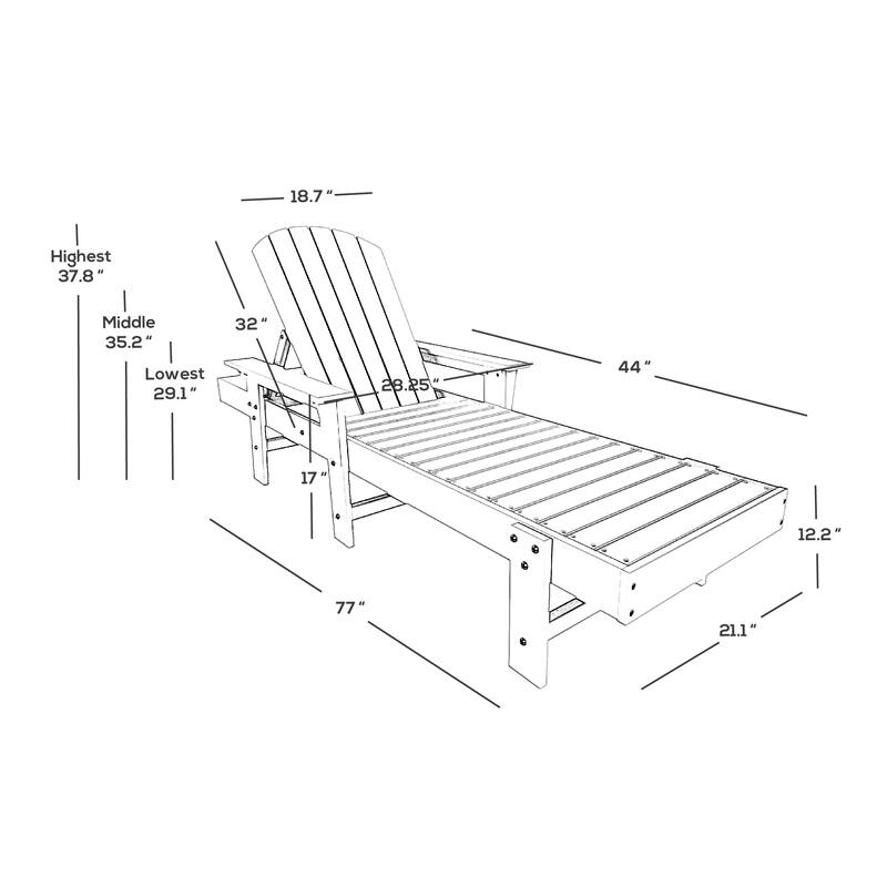 Polytrends Altura Poly Eco-Friendly All Weather Reclining Chaise Lounge with Arms (Set of 2)