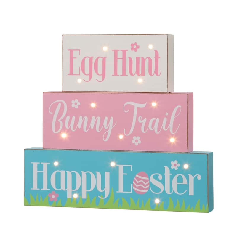 Glitzhome LED Lighted Wooden Easter Table Sign Spring Home Decor Party Supplies Props Gifts