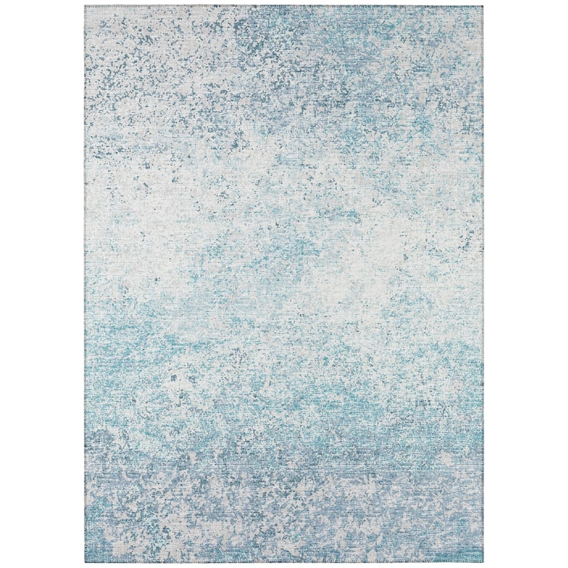 Indoor/Outdoor Rylee Modern Abstract Washable Rug New - Blue - 3' x 5'