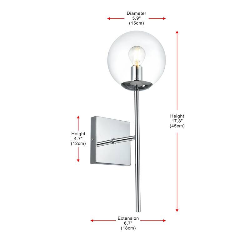 Nina 1 Light Clear Glass Wall Sconce
