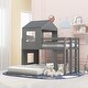 preview thumbnail 13 of 29, Twin Over Full Size Bunk Bed, Loft Bed with Playhouse & Ladder Upholstered Bed and Guardrails Wooden Houses Bed