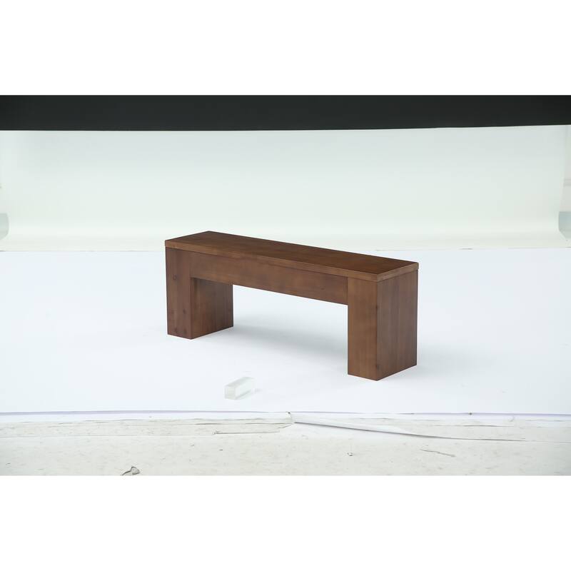 47.24 Inches Solid Wood Bench for Bedroom End of Bed - Brown