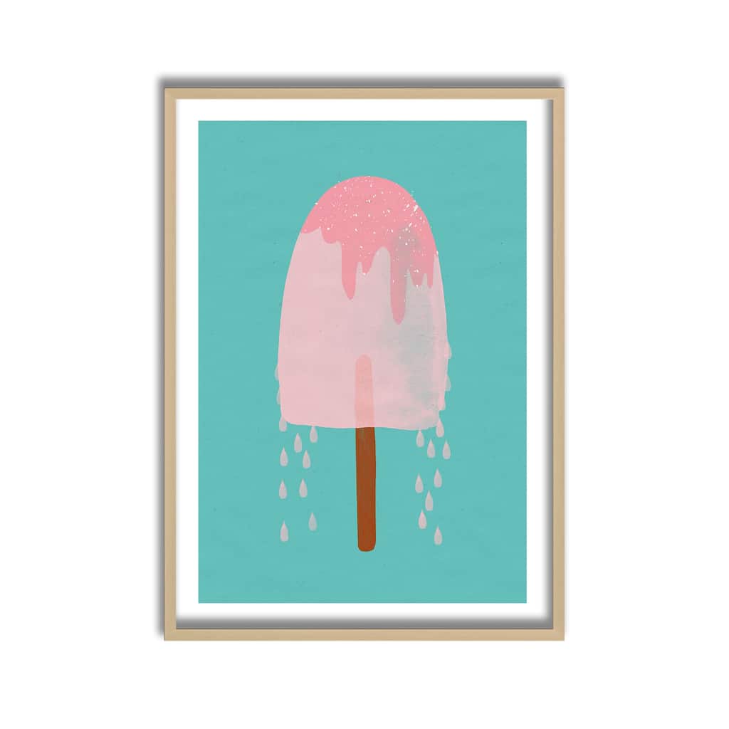 Kids Framed Art Print Yummy Ice Cream by Treechild - Multi-Color