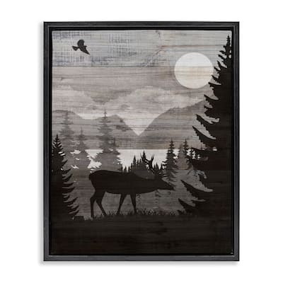 Stupell Rustic Moose at Night Framed Floater Canvas Wall Art Design By Susan Arnot