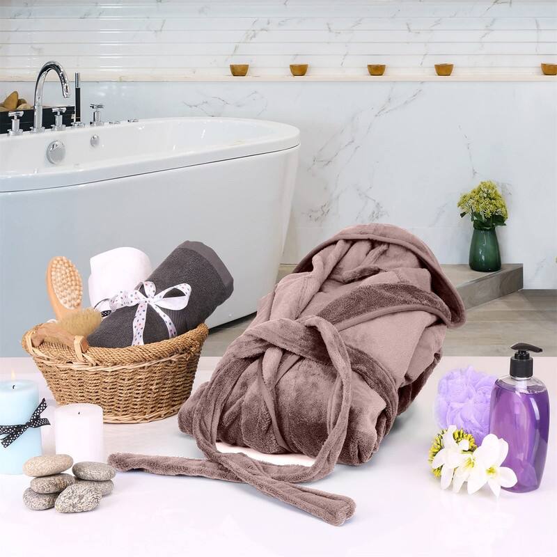 Women's Fleece Hooded Bathrobe Plush