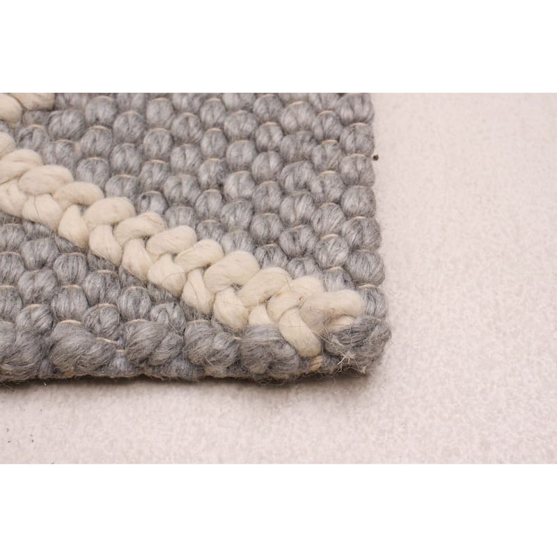 ECARPETGALLERY Braided Weave Sienna Grey Wool Rug - 3'4 x 5'0