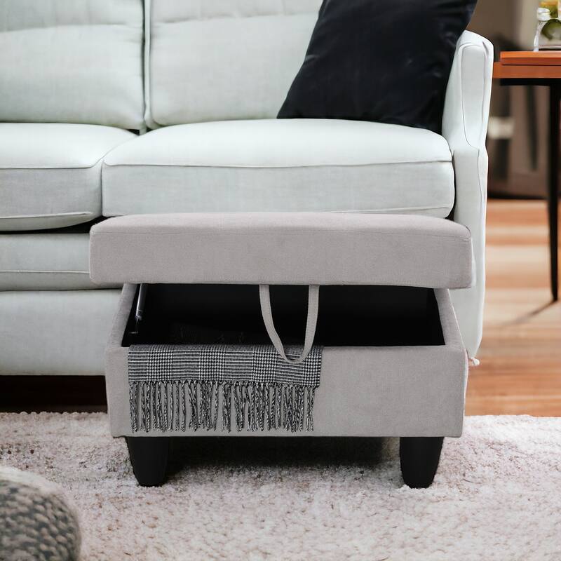 KISRAIS 28.5" Wide Upholstered Storage Ottoman