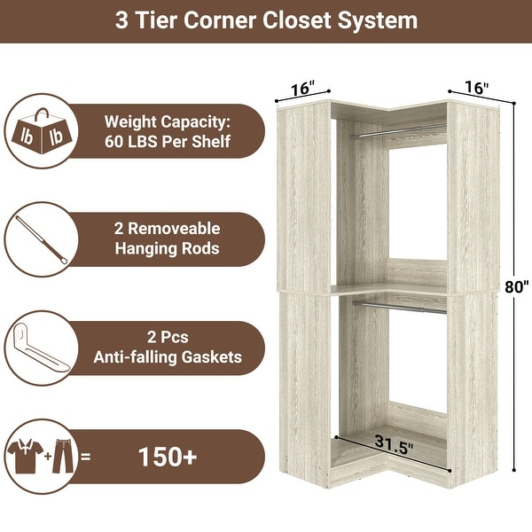 トップス neighborhood home setup Vryon Corner Closet Organizer, Space-saving Closet System
