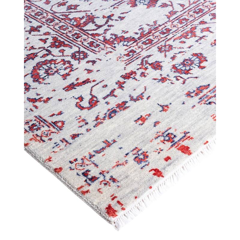 Ikat One-of-a-Kind Hand-Knotted Area Rug - Gray, 8' 1" x 10' 0" - 8' 1" x 10' 0"