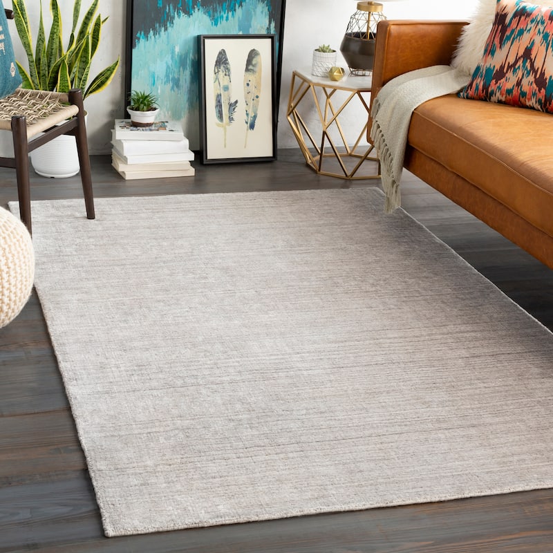 Belmont Handmade Heathered Wool Blend Area Rug - Light Grey - 2' x 3'