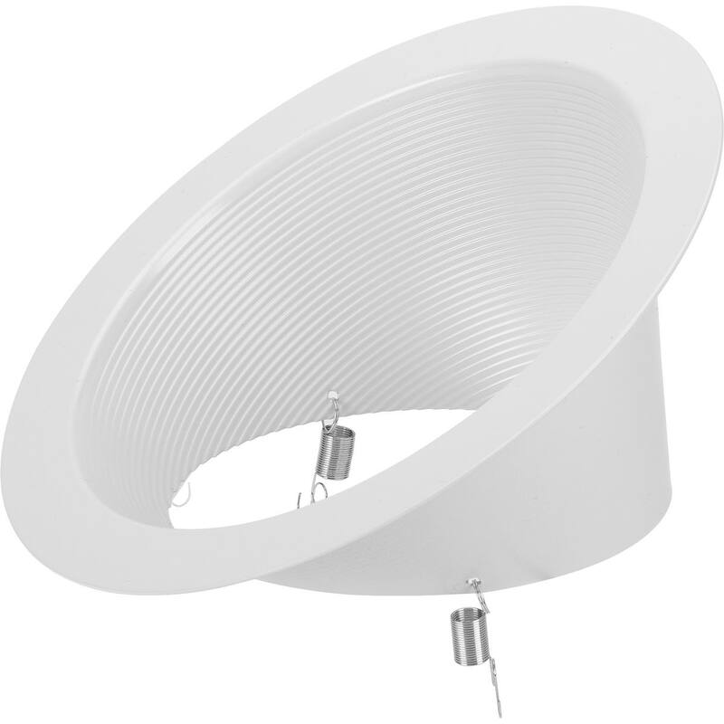 6 in. Satin White Recessed Sloped Ceiling Step Baffle Trim for 6 in. Housing - Medium