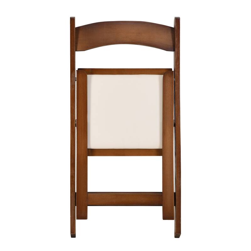 4PCS Upholstered Folding Chair,Space Saving,Easy To Carry,Walnut shelf+Beige Cushion For Dining room