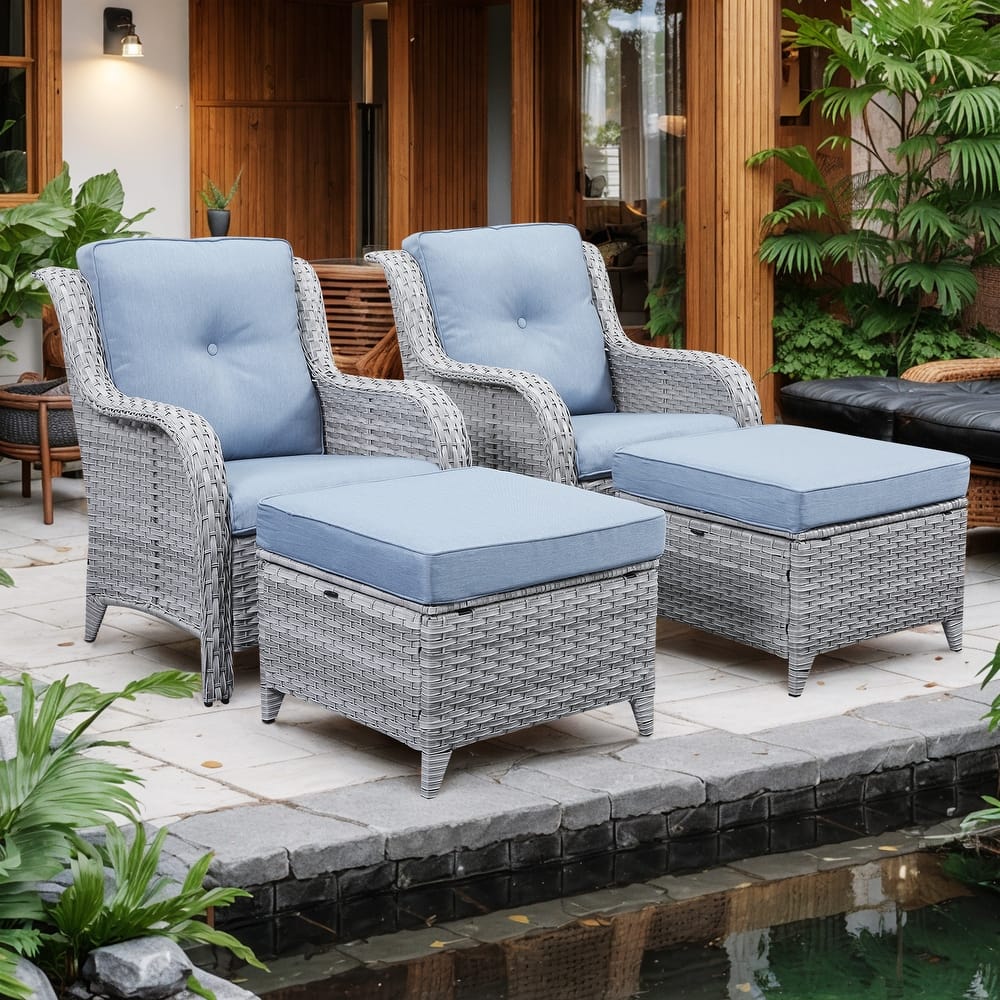 Gymojoy Outdoor Chairs with Ottoman Set of 4