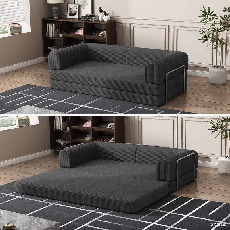 1 PC Convertible Modular Sleeper Sofa Bed for Living Room Lounge Studio - Black