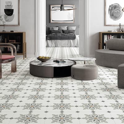 Merola Tile Riviera Octagon Verde with Taco Nero 7-7/8" x 7-7/8" Porcelain Floor and Wall Tile
