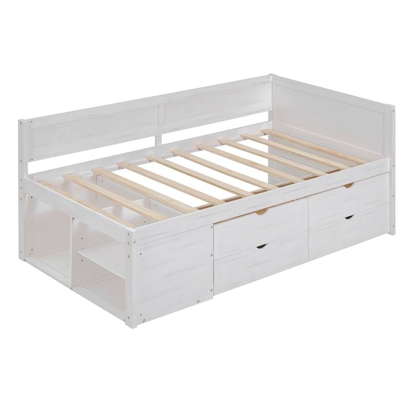 Modern Daybed with Drawers and Shelves
