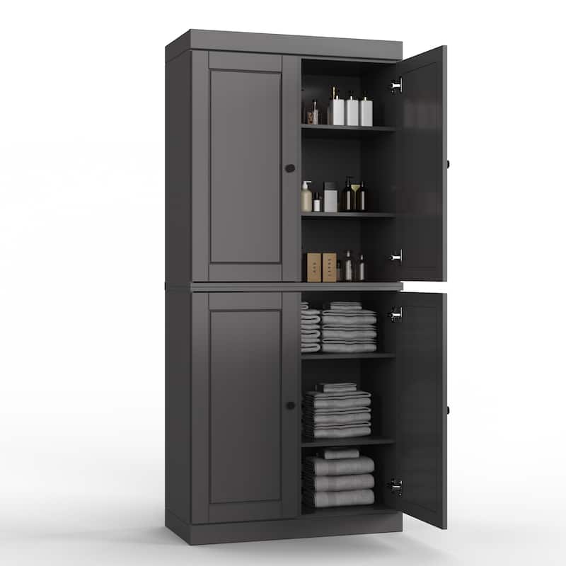 Palace Imports 100% Solid Wood Bathroom & Laundry Storage Cabinet, Raised Panel Doors, Adjustable Shelves, 32" Wide, 71.5" Tall