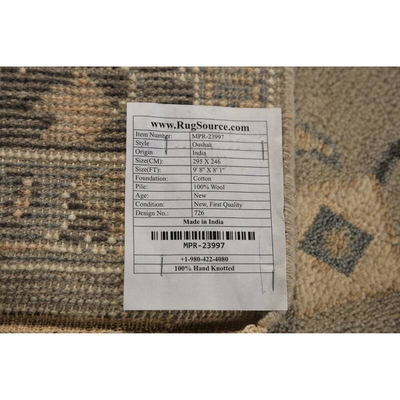 All-Over Floral Oushak Indian Area Rug Handmade Wool Carpet - 8'1"x 9'8"