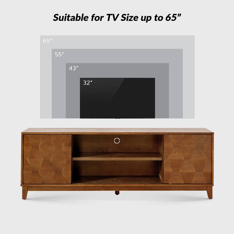 August Modern Media Console TV Stand with 2 Drawers and Sliding Doors for TVs up to 78" by HULALA HOME