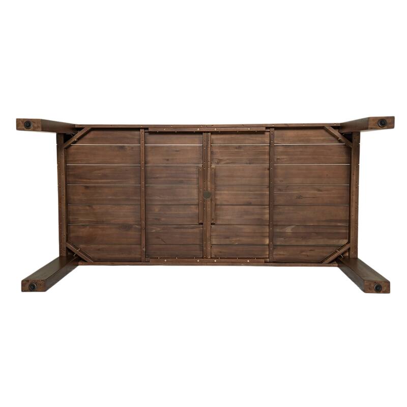 Outdoor Patio Dining Table Set for 6 - Person with Umbrella Hole Acacia Wood and Removable Cushions