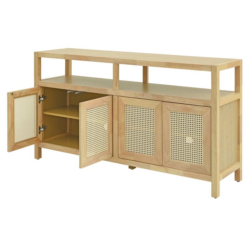 Bohemian Style Rattan Buffet Storage Cabinet with Adjustable Shelves by Harper&Bright Designs