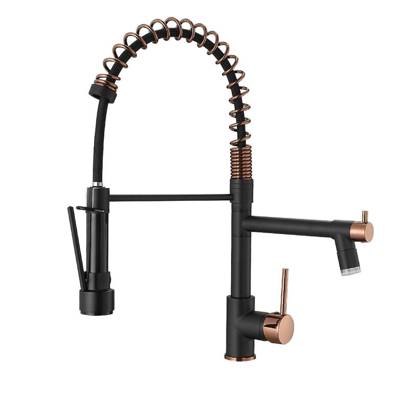 2-Spout Single-Handle Kitchen Faucet with LED Light