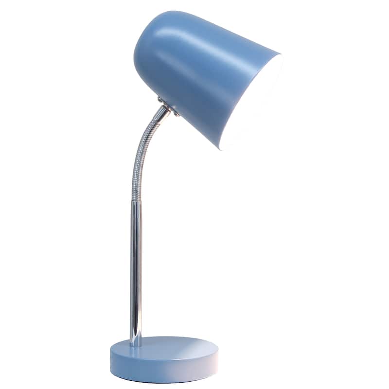 Minimalist Metal Gooseneck Desk Lamp with Adjustable Chrome Arm Modern Task Lighting Multiple Colors