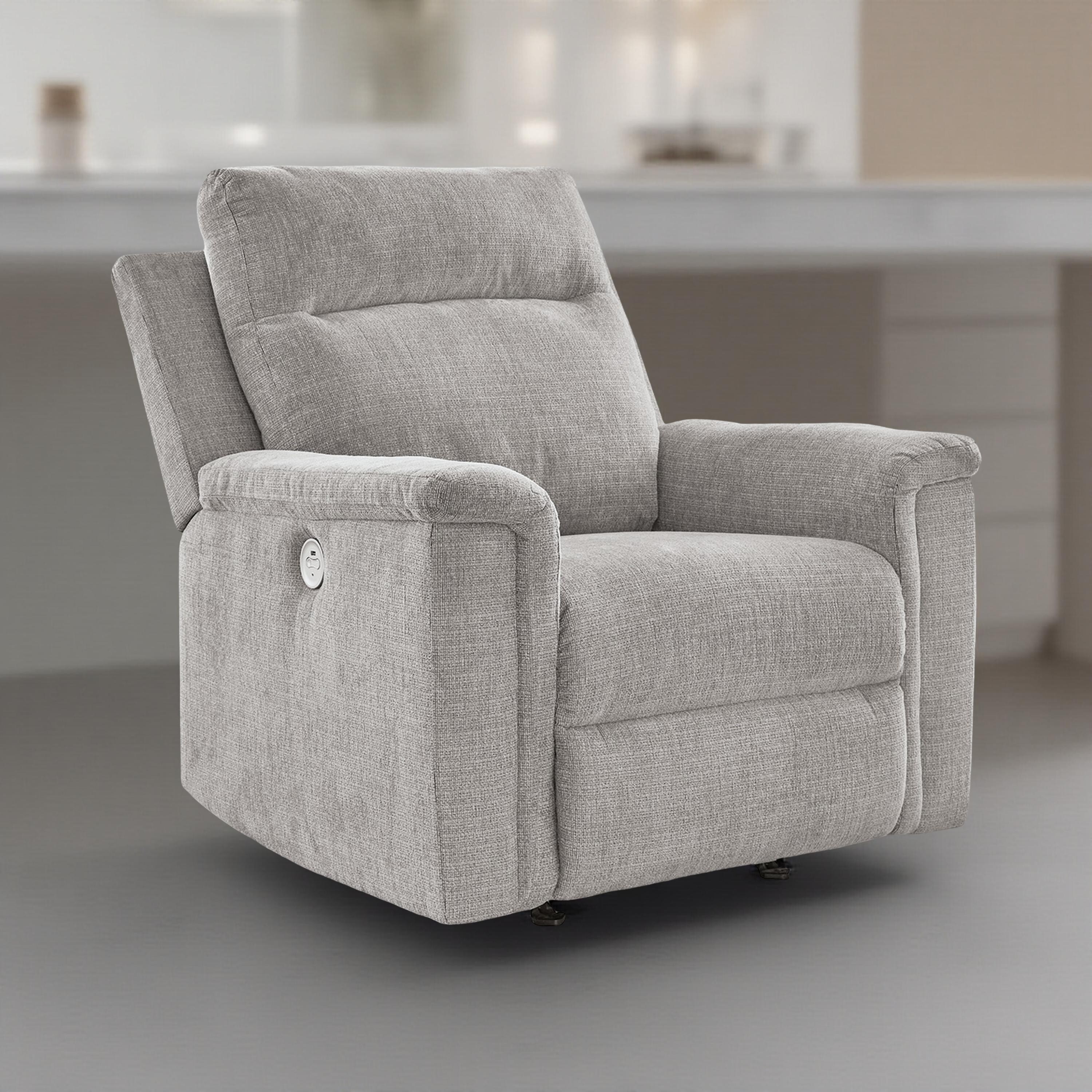 Jinu Power Recliner Rocker Chair, Ash Gray Polyester Micro