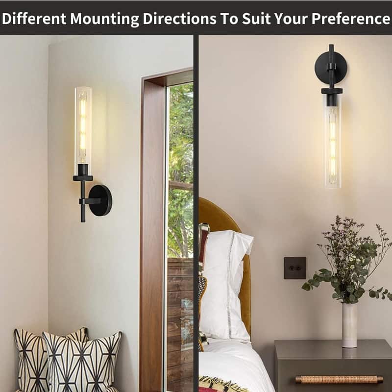 KAYLA Indoor Wall Light, Brass Wall Sconces Lighting Fixture, Bathroom Vanity Wall Sconces, Glass Tube Wall Sconces(2-Sets)