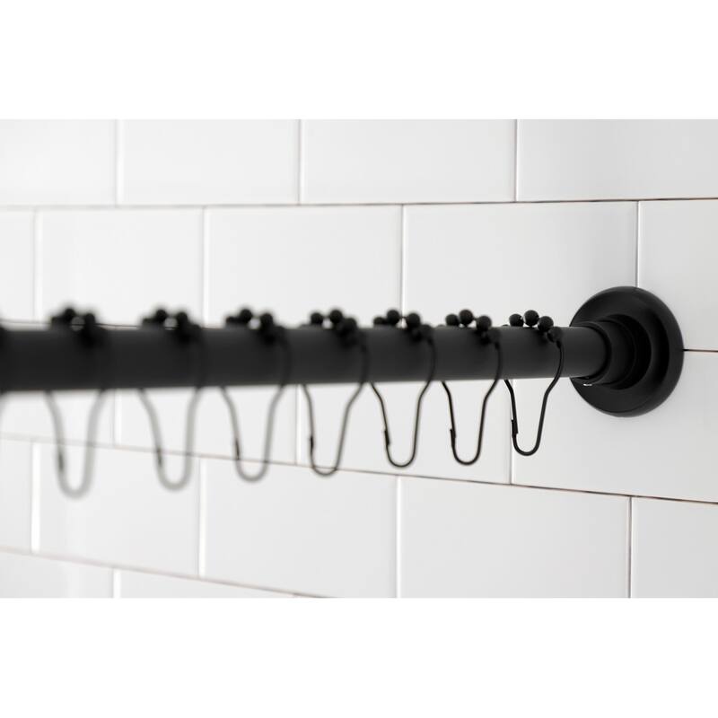 Edenscape 72 in. Adjustable Stainless Steel Shower Curtain Rod with Rings in Brushed Brass
