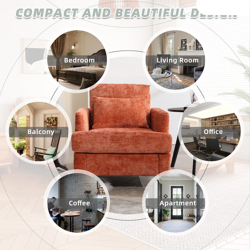 HOMEFUN Chenille Upholstered Mid Century Modern Wood Frame Armchair for Living Room