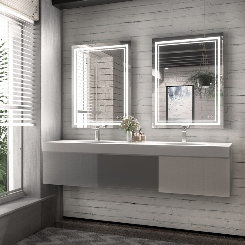 Keonjinn LED Front Light Bathroom Vanity Wall Mirror, Anti-Fog, Dimmable