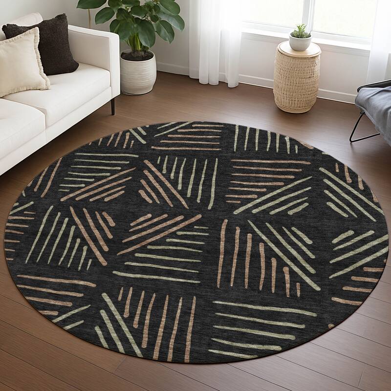Machine Washable Indoor/ Outdoor Geo Dia Chantille Rug