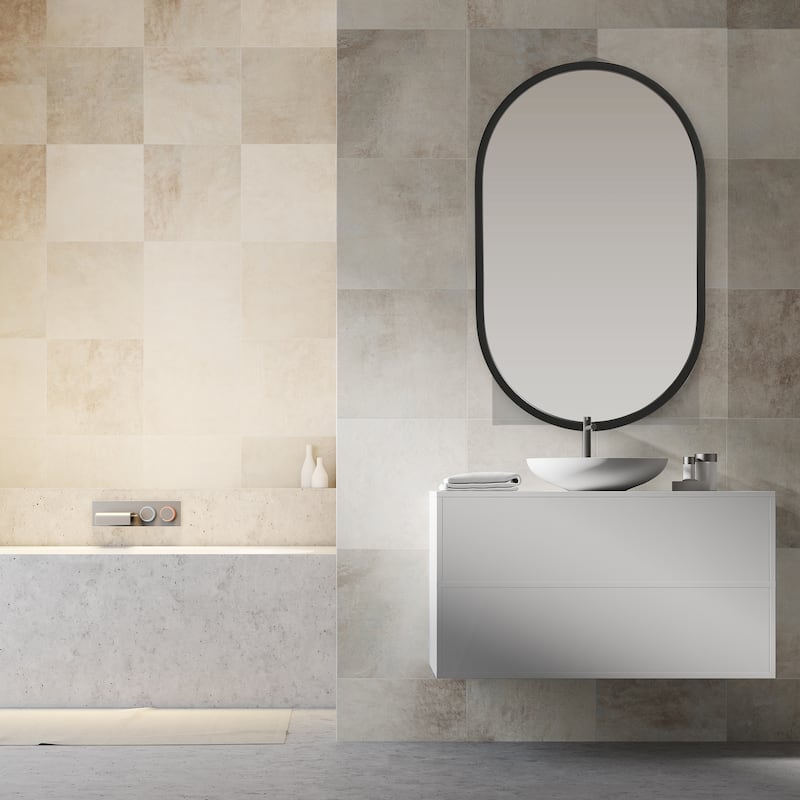 Copper Grove Elongated Oval Matte Black Wall Mirror