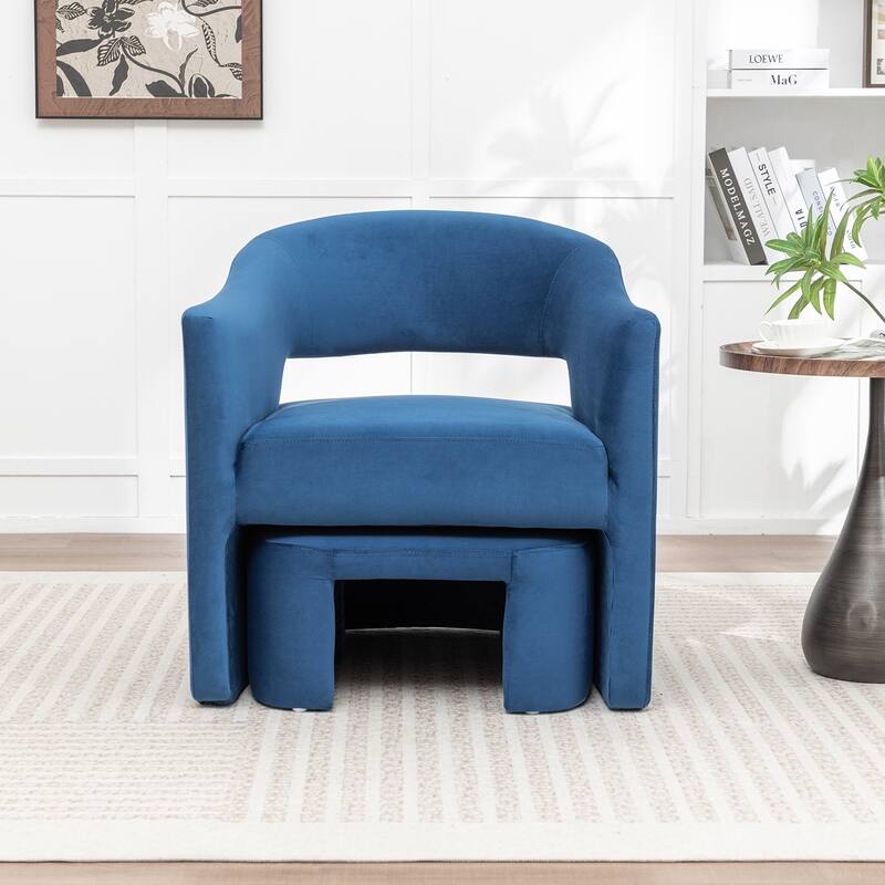 SEYNAR Modern Glam Velvet Accent Armchair Open Back with Ottoman