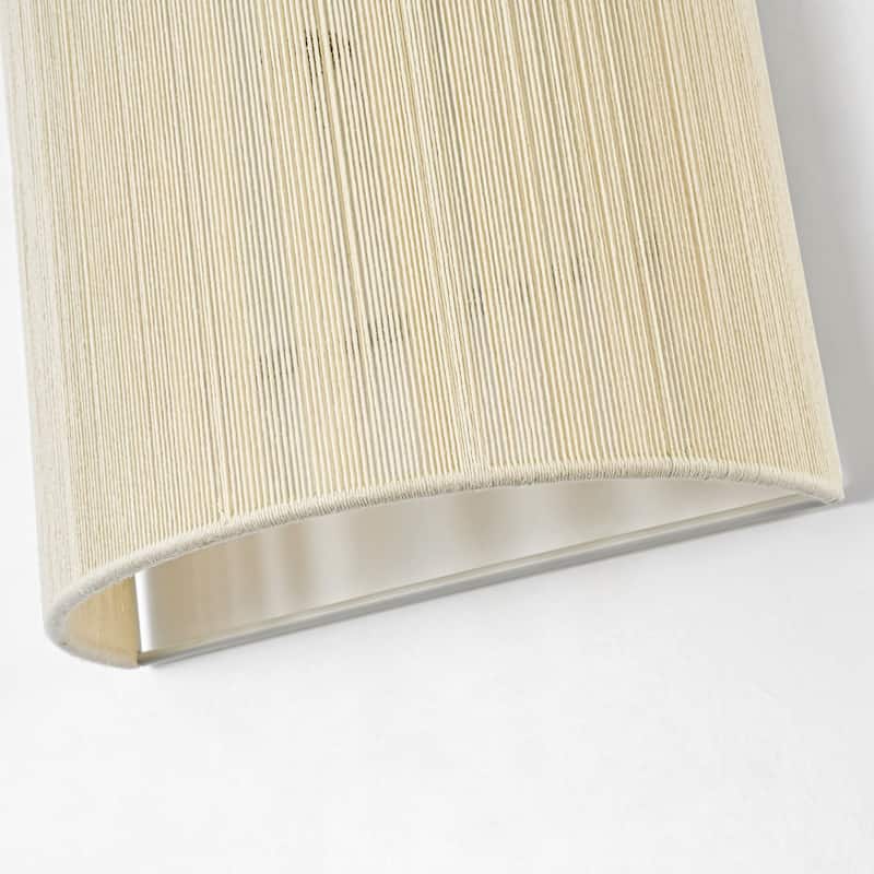 2-Light Modern Boho Natural Ivory/Black Hand-Woven Rope Fabric Flush Mount Wall Sconces