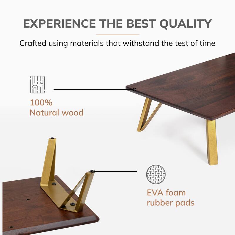Jani Wood Monitor Stand Riser Desk - Ergonomic Design Stand, Desktop Organizer Table for Home, Office Workspace, Gaming Desk