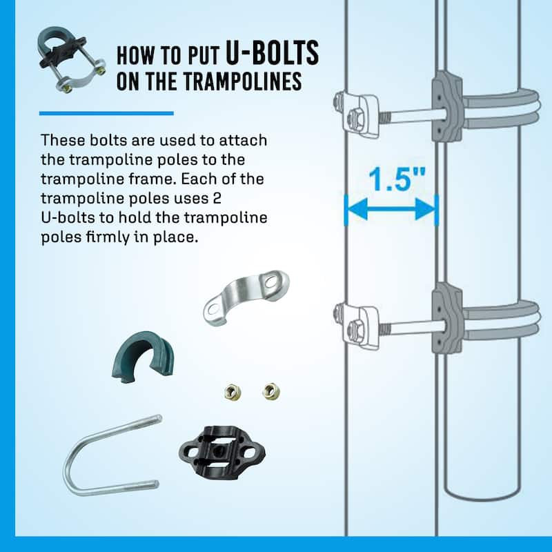 Machrus Upper Bounce Trampoline Top Ring Enclosure Set including Net, 4 Poles, Caps & Foam Sleeves - Fits 12ft Round Trampoline