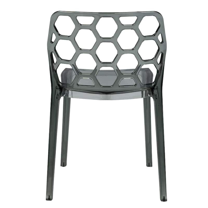 Stackable Acrylic Dining Chair with Honeycomb Open Back Design Accent Side Chair
