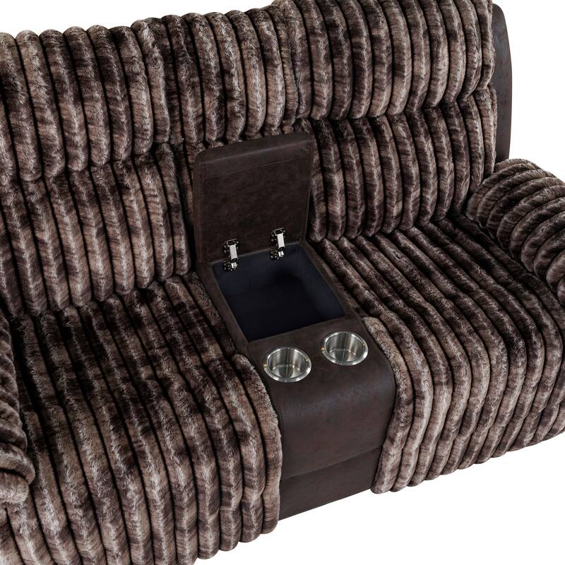 Brown Console Reclining Loveseat